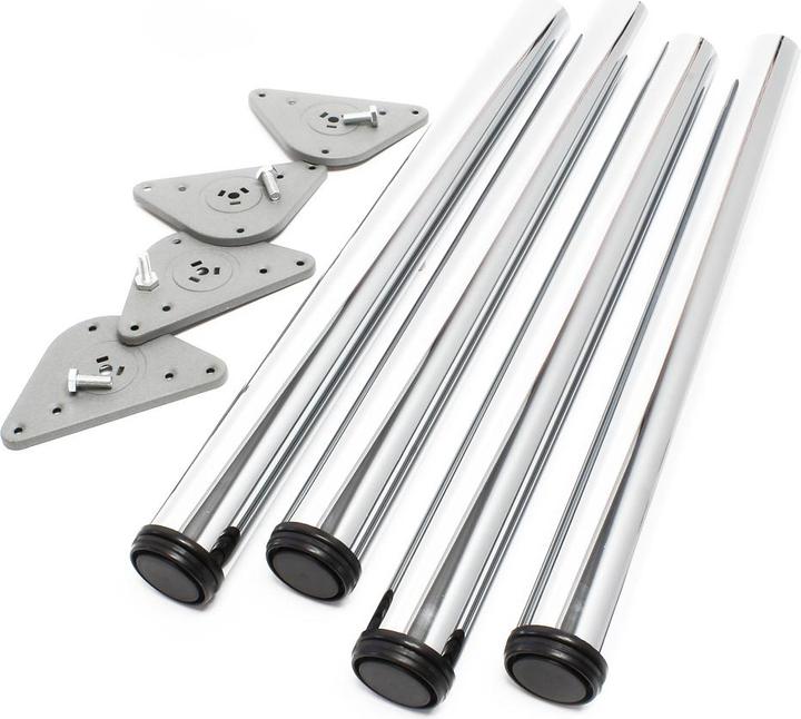 Image du produit Wiltec Pied de table Acier inoxydable Lot de 4 pieds Chromé Support de table Réglable 870mm Ø60mm