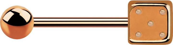 Star Piercing Micro Barbell rosegold mit Kugel und Würfel (ohne Messing, Chirurgenstahl 316L)