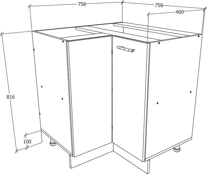 Produktbild VCM Eckschrank Küchenschrank Küchenunterschrank Küche Unterschrank Küchenmöbel Esilo (76 x 76 x 82 cm)