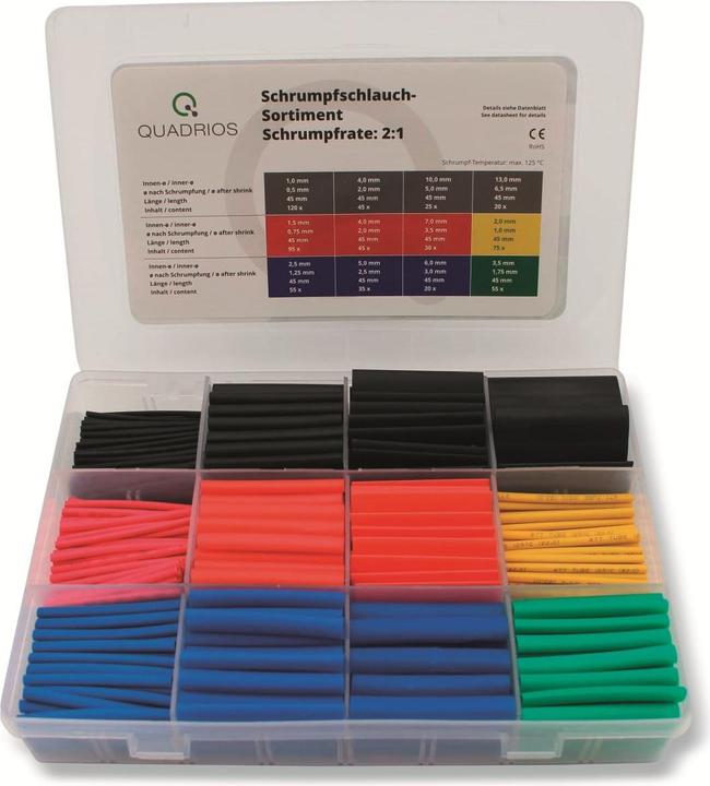 Produktbild Quadrios Schrumpfschlauch-Set 2:1 - 620 tlg. - farbig (620 x)
