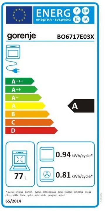 Etichetta energetica Gorenje BO 6717 E03X