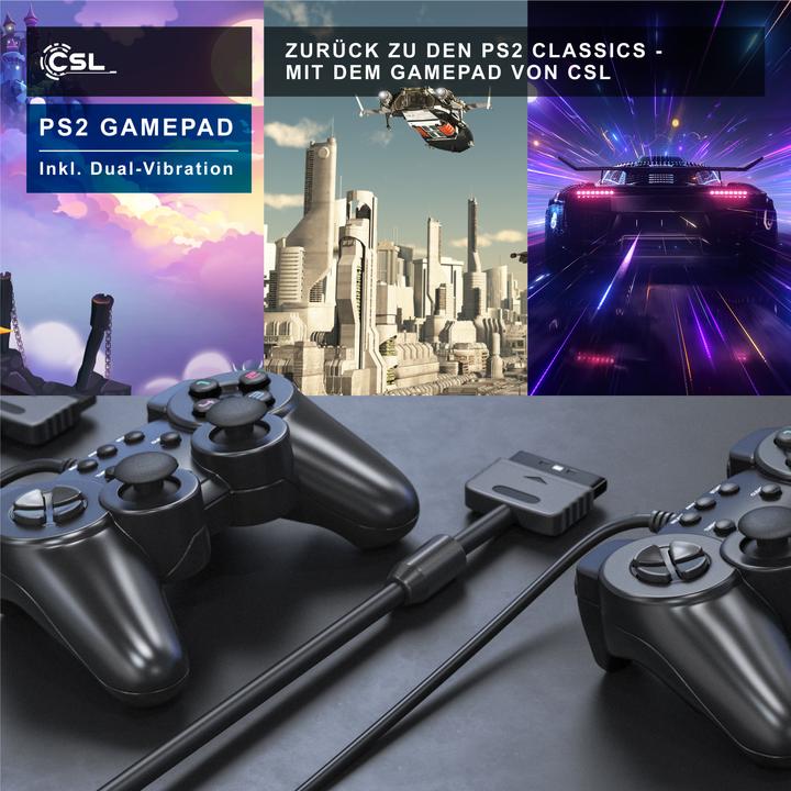 Immagine prodotto CSL Controller PlayStation, Gamepad PS2 con doppia vibrazione (effetto rumble), precisione e comfort (PS2)