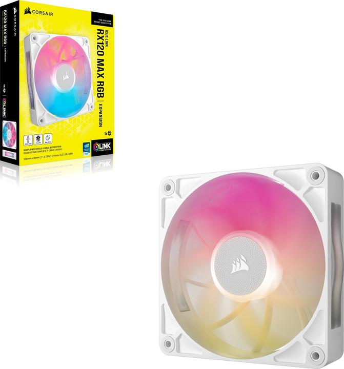 Actual product image Corsair RX MAX RGB Series, iCUE LINK RX120 MAX RGB White, 120mm RGB Fan, Single Fan (120 mm, 1 x)