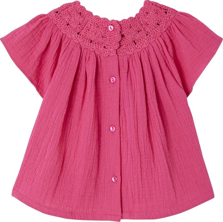 Vertbaudet Mädchen Baby Bluse mit Häkelspitze