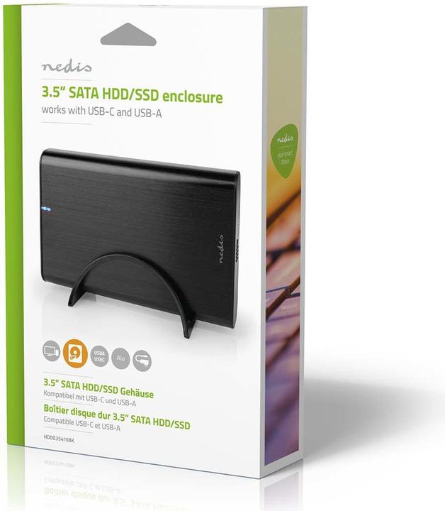 Image du produit Nedis Boîtier pour disque dur | 3.5 " | USB 3.1 Gen1 | USB Type-A / USB Type-C™ | Notebook / PC | Alumini (3.5")
