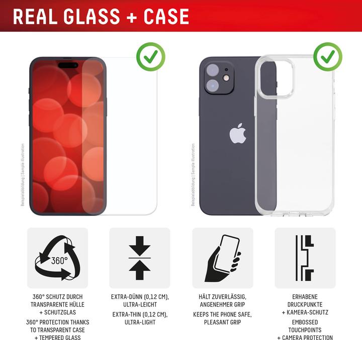 Actual product image Displex Real Glass, 2D Panzerglas + Handyhülle (1 Piece, Apple iPhone 16 Plus)
