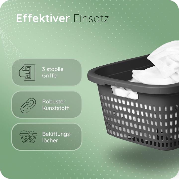 Produktbild Novaliv Wäschekorb mit 3 Griffen 25L Anthrazit, Wäschebox Set Wäscheeimer Wäschebehälter für Bad Wäs (25 l)