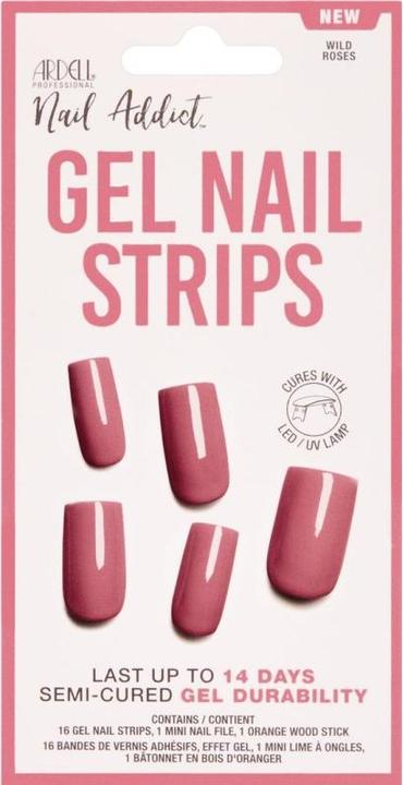 Actual product image Ardell Nail Addict Gel Nail Strips Wild Roses 16 Stk (Artificial nails, Rose)