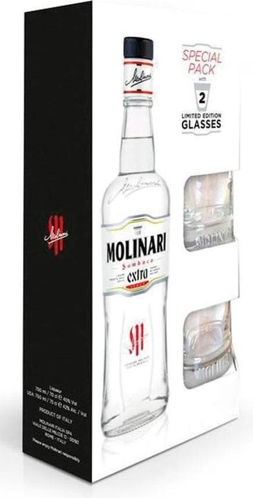 Molinari Sambuca Extra Set mit 2 Gläsern