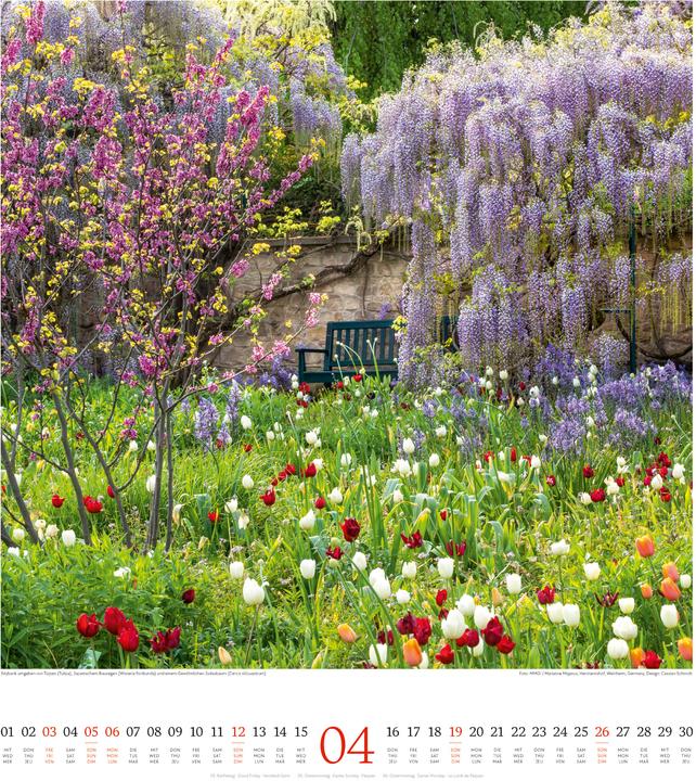 Produktbild Paradiesische Gärten Kalender 2026 (48 x 54 cm, Englisch, Deutsch, Französisch)