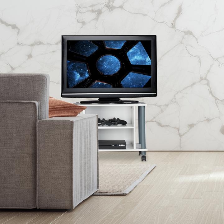 Immagine prodotto Relaxdays Mobile tv con ruote e 2 ripiani (60 x 40 x 45 cm)