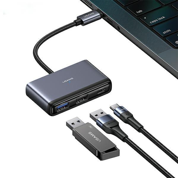 Actual product image Usams US-SJ628 5in1 Multifunctional Type-C HUB Type-C*1+USB3.0*1+USB 2.0*1+TF*1+SD*1 (USB-C, 5 Ports)