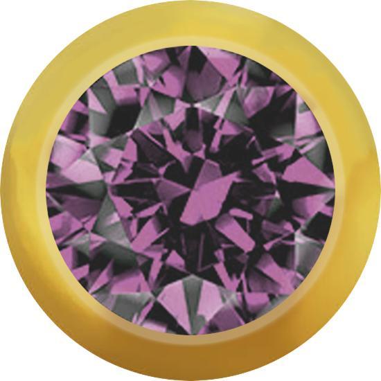 Star Piercing Micro Kugel vergoldet mit Kristall hellviolett (ohne Messing, Chirurgenstahl 316L)