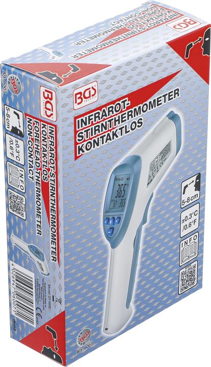 Produktbild BGS Stirn-Fieber-Thermometer kontaktlos, Infrarot für Personen + Objekt-Messung 0 - 100° (Berührungslos, Stirn)