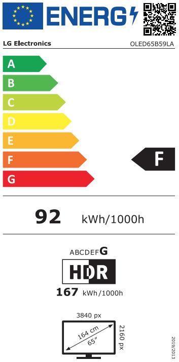 Energie-Label LG 65 Zoll OLED AI B5 4K Smart TV (65", OLED, 2025)