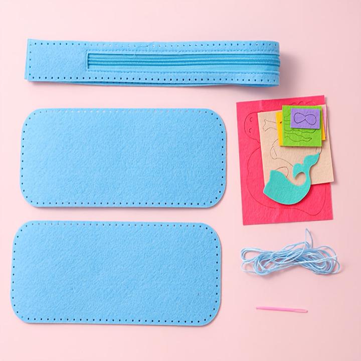 Image du produit Activity Board Set Handmade Sewing Fun Pencil Case Kit, DIY Stickerei Anfänger Handwerk Kunst, Polyester Nähen