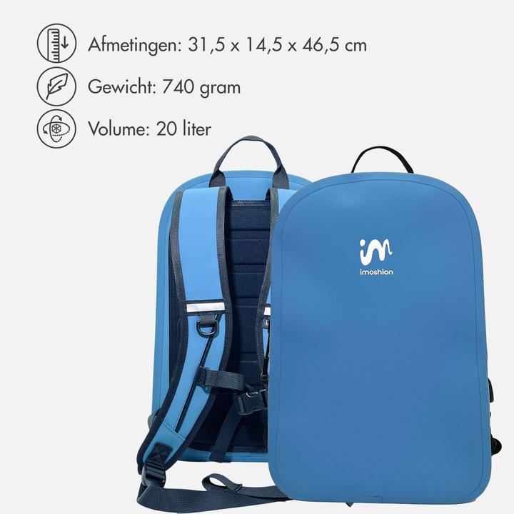 Actual product image iMoshion Air-Tight Waterdichte Rugzak - Large - 20 L - Waterproof Rugtas - Soft Blue (20 l)