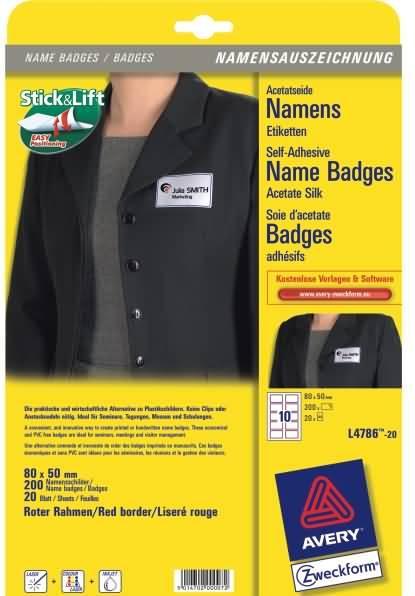 Actual product image Avery 200 Name labels L4786-20 white 80.0 x 50.0 mm