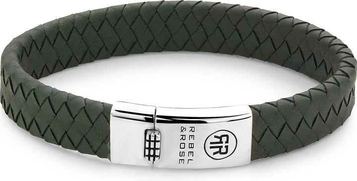 Rebel & Rose Armband Braided Flat RR-L0148-S-L Herren (19 cm, Piel de becerro, Plata Esterlina 925)