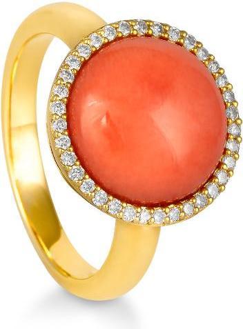 Breuning RING - E.KORALLE/Brill. 0,228 Ct. H/si (51, 585/14 K Gold)