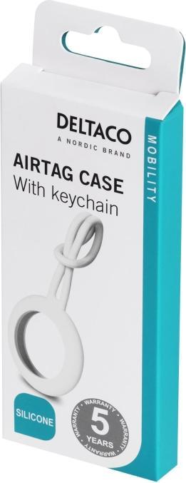 Productafbeelding Deltaco Apple Airtag Silicone hoesje met hanger - Wit