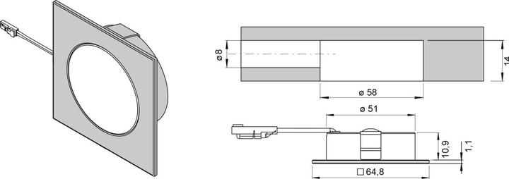 Produktbild L&S LED Ein-/Anbauleuchten Chip HE 58 / 24 V Emotion (364.90 lm)