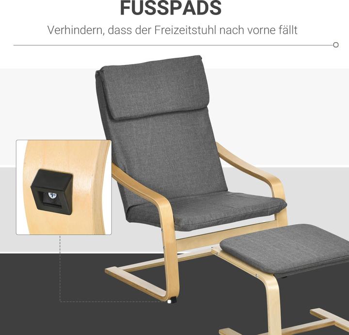 Produktbild Homcom Relaxsessel mit Hocker mit Fusspolster, Kopfpolster und Armlehnen