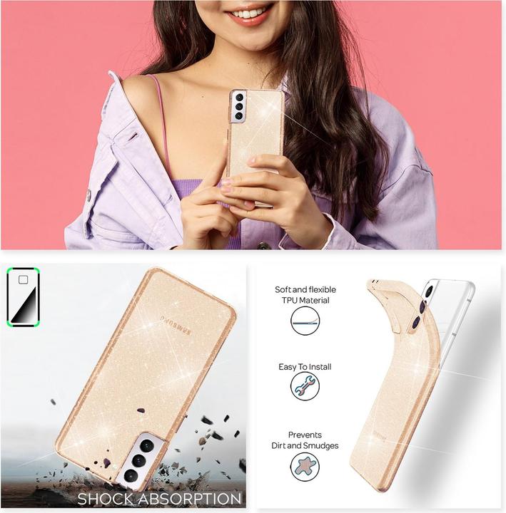 Productafbeelding Nalia Het duidelijke geval van de schitteren silicone mobiele telefoon (Samsung Galaxy S22+)