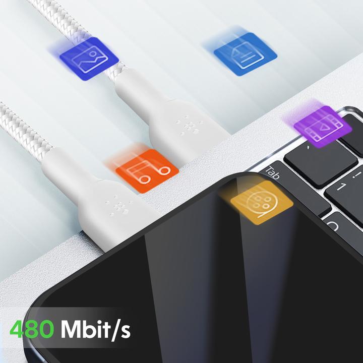 Productafbeelding Belkin USB-C naar USB-C gevlochten PVC 2m Twin Pack (2 m, USB 2.0, 60 W)