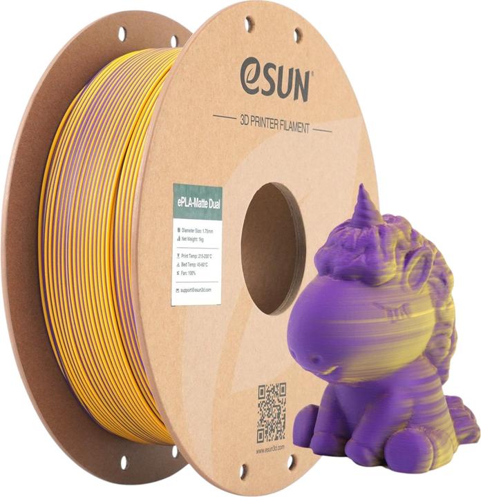 Immagine prodotto eSUN PLA MATTE DUAL 1,75mm PURPLE YELLOW 1kg (PLA, 1.75 mm, 1360 g, Multicolore)