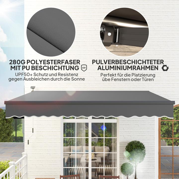 Produktbild Outsunny Klemmmarkise Aluminium, Polyester Grau (3 m)