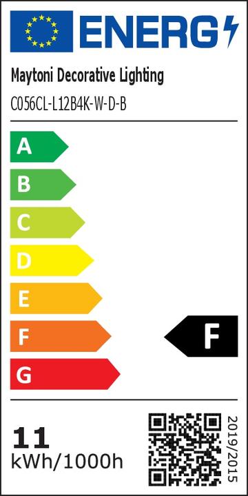 Energy Label Maytoni FOCUS LED ceiling light, ceiling lamp 12W dimmable 12.5cm Black 4000K 90Ra Neutral white (900 lm)