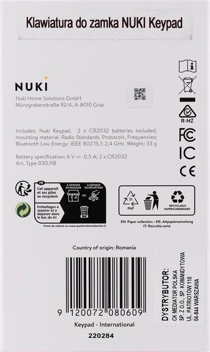 Actual product image Nuki Keypad (Key)