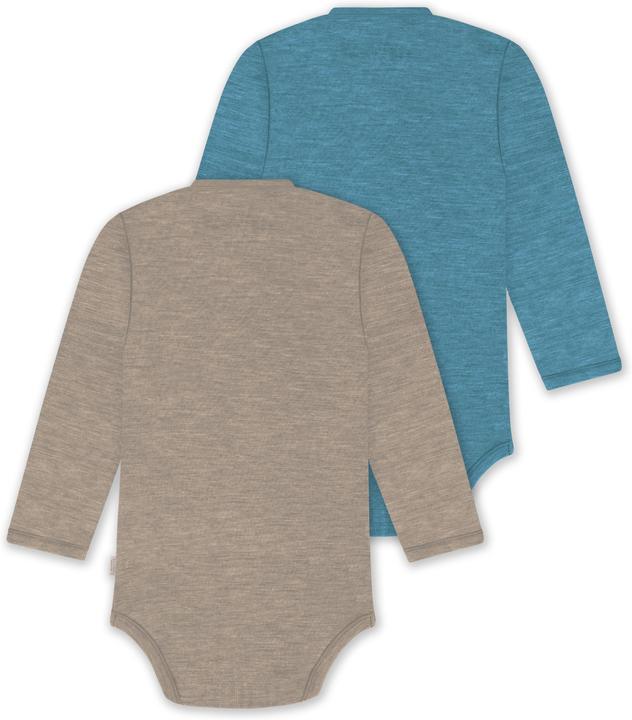 Actual product image Normani 2-pack organic long-sleeved merino wool baby bodysuit for boy and girl - 9353 (50)