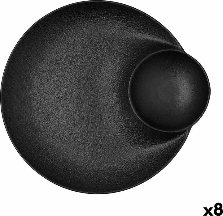 Produktbild Bidasoa Suppenteller Fosil Schwarz aus Keramik 27,5 x 25,7 x 3,6 cm (8 Stück) (8 x, 25.70 cm)