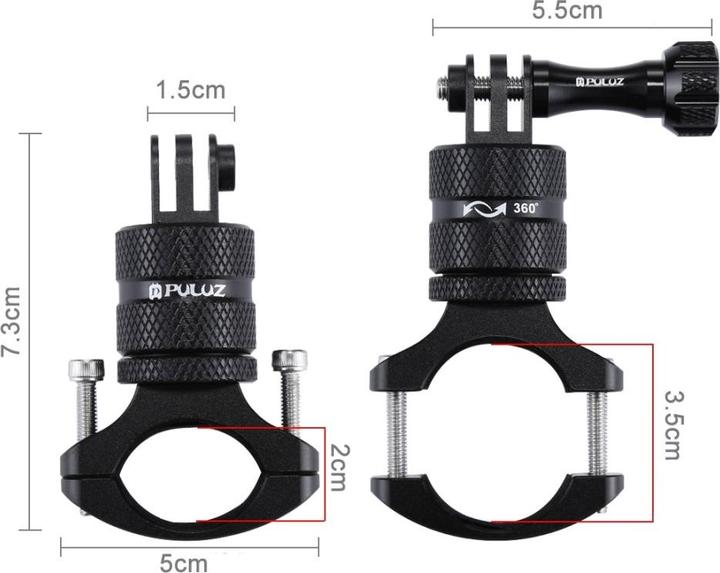 Produktbild Puluz GoPro Aluminium Bike Halterung (Hero 9 Black, Hero 8 Black, Hero 7, Hero 10 Black, Hero 11 Black, Hero 12 Black, Hero 13 Black)