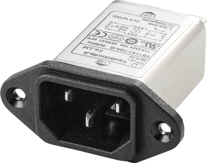 Tru Components TC-10101440 Filtre secteur avec prise pour appareil froid 250 V/AC 10 A 0,3 mH