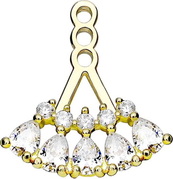 Star Piercing Ohrring Ear Jacket vergoldet mit fünf Tropfkristallen (Messing)