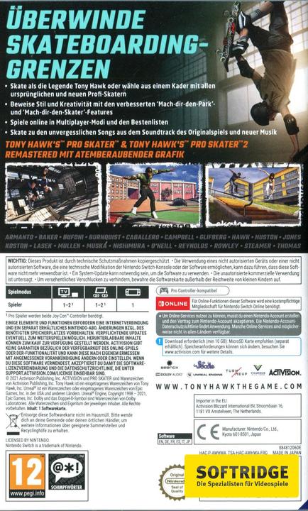 Immagine prodotto Activision Tony Hawk Pro Skater 1 + 2 (Switch, Switch Lite, Switch OLED, Multilingue)