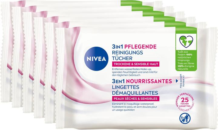 Produktbild NIVEA Reinigungstücher 3in1 Pflegend Multipack 6 x 25 St. (Reinigungstücher)