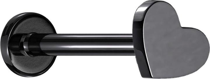 Star Piercing Micro Labret Innengewinde schwarz Herz (Titan G23, ohne Messing)