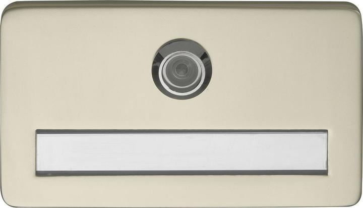Produktbild Grundmann FH Namensschild m.Türgucker, 120x70x6, Linse 170°, TS 34-44, neusilber