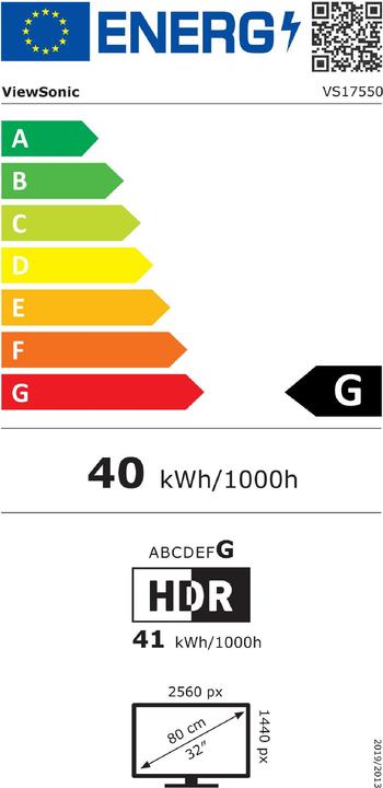 Label énergétique Viewsonic VX3276-2K-MHD-2 (2560 x 1440 pixels, 32")