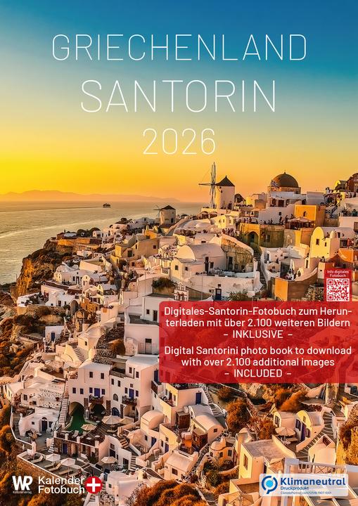 Produktbild WR Kalender Griechenland - Santorin 2026 A3 hochformat mit grossem Kalendarium für Deine Einträge (Harter Einband, Deutsch)