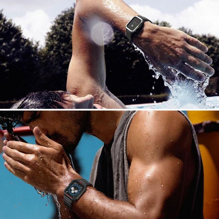 Produktbild Hurtel Protect Strap Band Case Wristband for Apple Watch 7 / 6 / 5 / 4 / 3 / 2 / SE (45 / 44 / 42mm) Case A (Kunststoff, TPU)