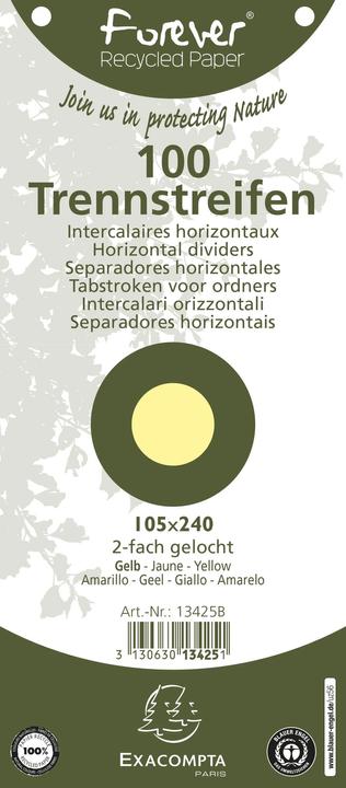 Exacompta Bande de séparation Forever 10.5 x 24 cm, 100 pcs - jaune