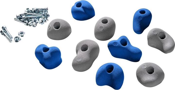 Actual product image Kletterbude Climbing holds for children complete set StarterKids sprouts, made in Germany (Blue-Grey)