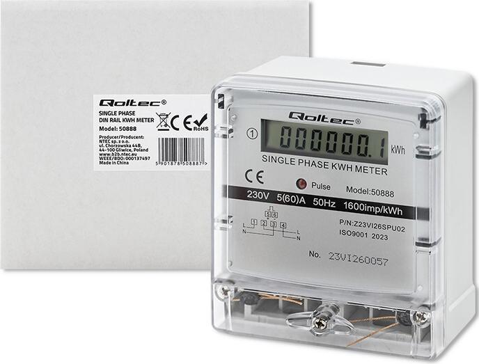 Produktbild Qoltec Jednofazowy elektroniczny licznik | miernik zużycia energii | 230V | LDC