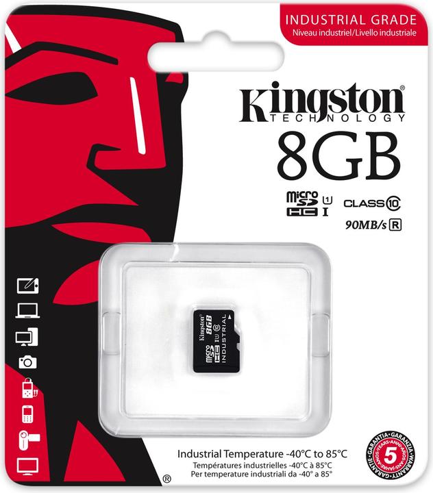 Immagine prodotto Kingston microSD Industriale (8 GB, microSDHC, U1, UHS-I)