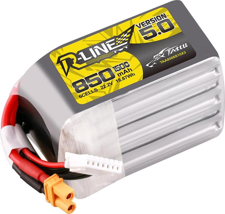 Produktbild Tattu R-Line Wersja 5.0 850mAh 22.2V 6S1P 150C Lipo XT30U-F (22.20 V, 850 mAh)